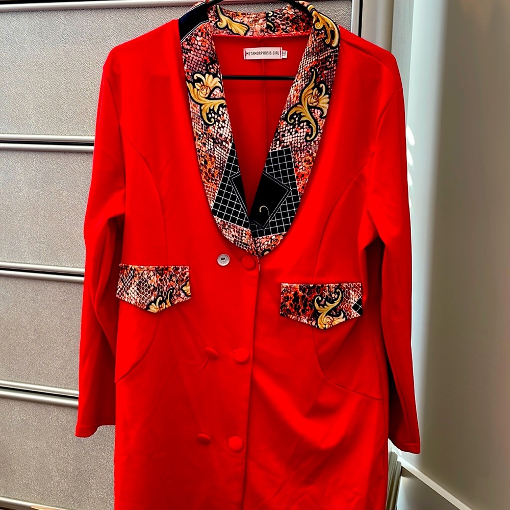 Orange Red Blazer dress size 3XL